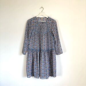 Anthropologie Holding Horses Betony Blue / Orange Floral Prairie Dress Size US 6